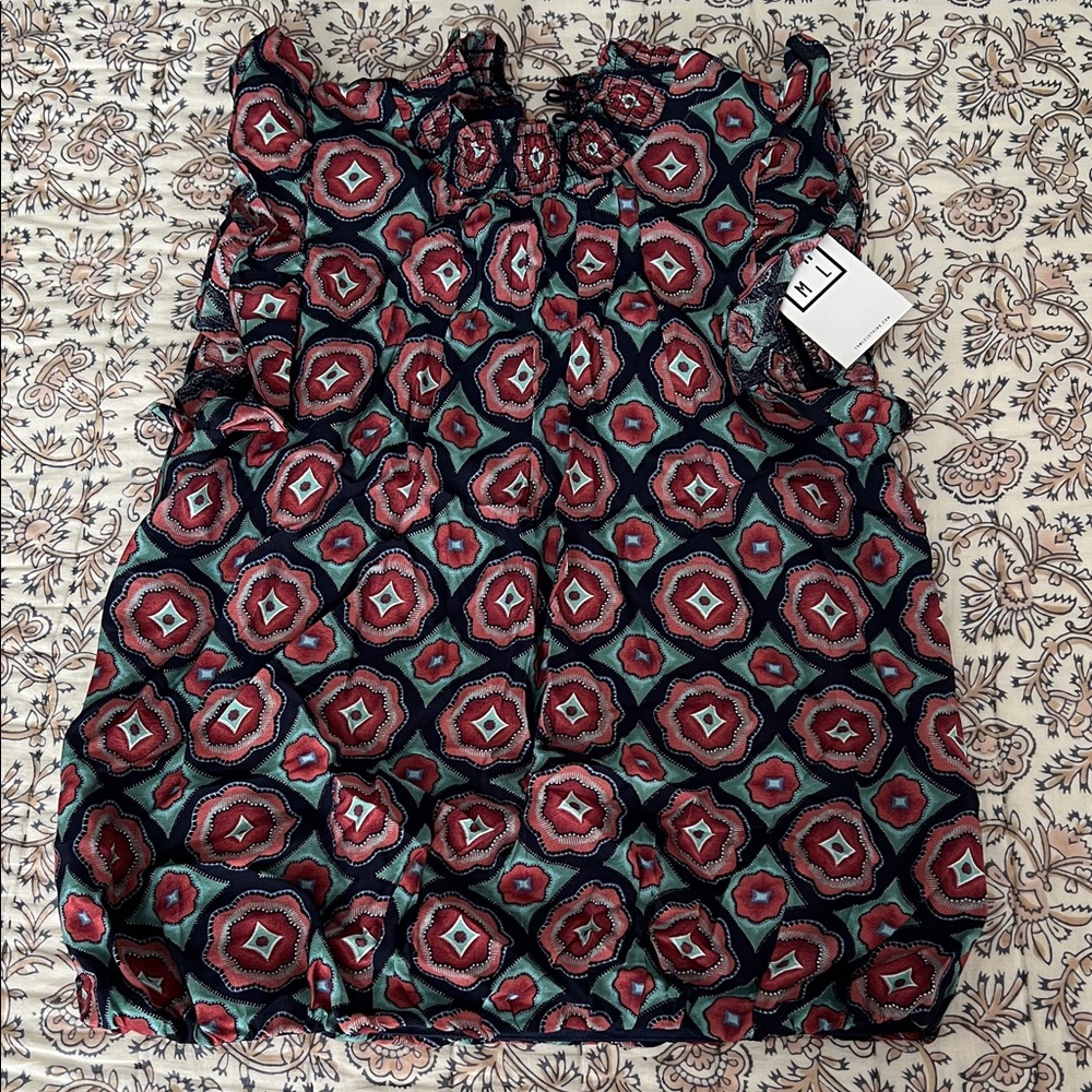 THML Multicolor Floral Sleeveless Top bubble hem S